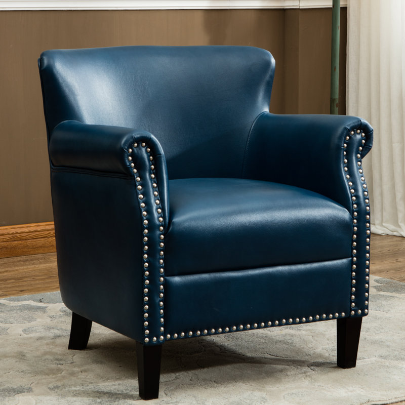 Gail Faux Leather Armchair, Blue Faux Leather