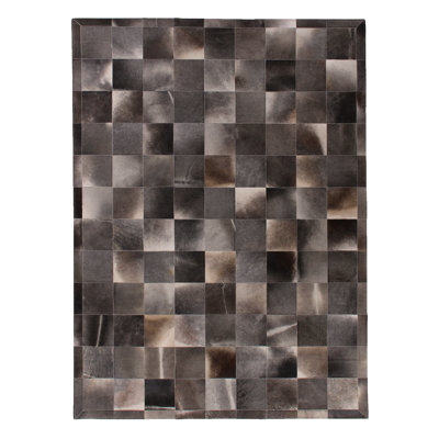 Natural Hide Cowhide Geometric Area Rug in Gray