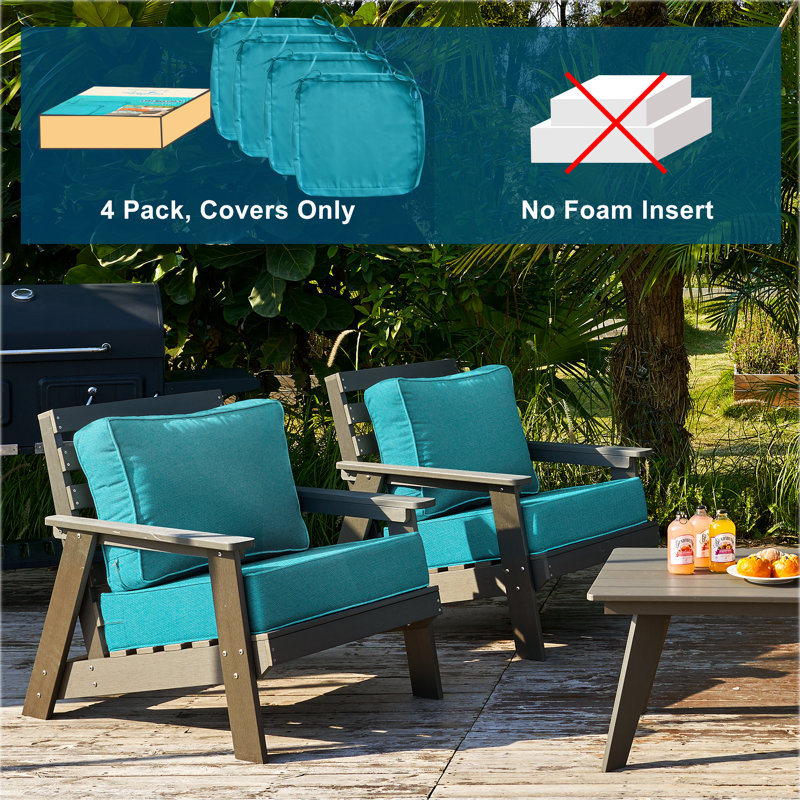 Housse de coussin d'extérieur 4 pièces CAYIP, Bleu lac