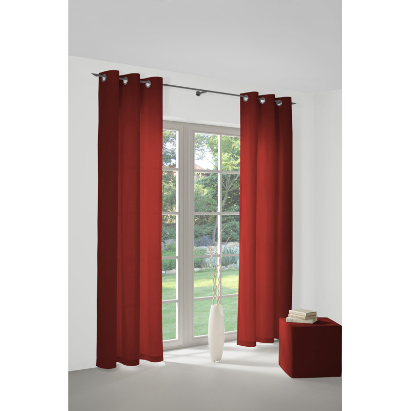 Polyester Blackout Grommet / Eyelet Curtain Panel, 142cm Width x 395cm Drop, Red