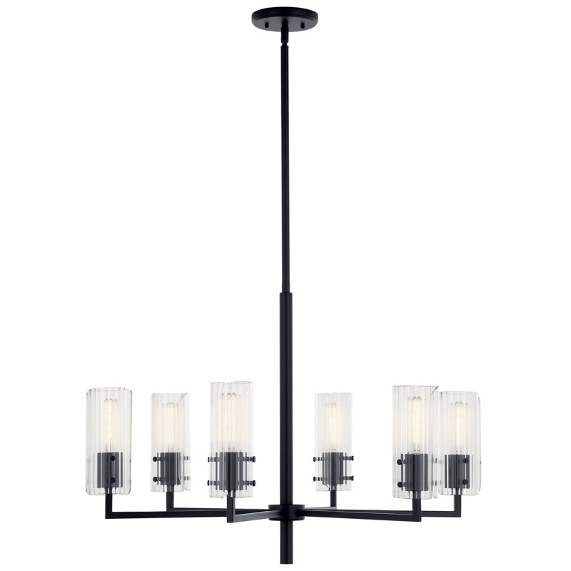 Lustre 6 lumières 30,25 po, Noir satiné