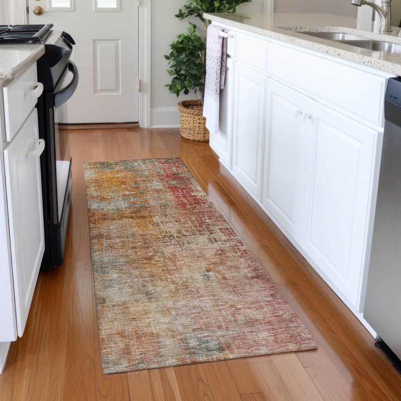 Machine Washable Indoor/Outdoor Cicel ACN1213 Tan Rug, Runner 2'3" x 7'6"