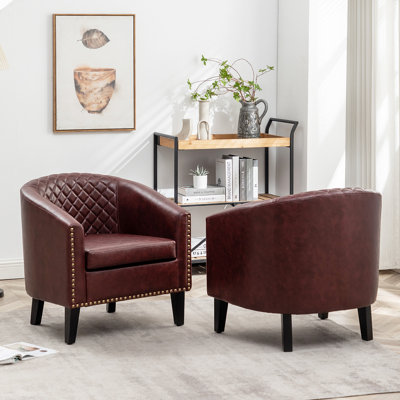 Fauteuil demi-tonneau capitonné 2 pièces Oscar