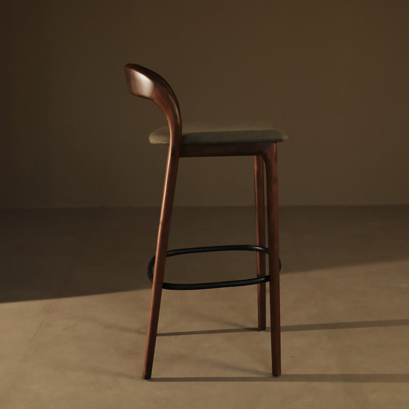 Modern And Simple Solid Wood Ash High-Legged Backrest Bar Stools, Counter Stool (25" Seat Height)