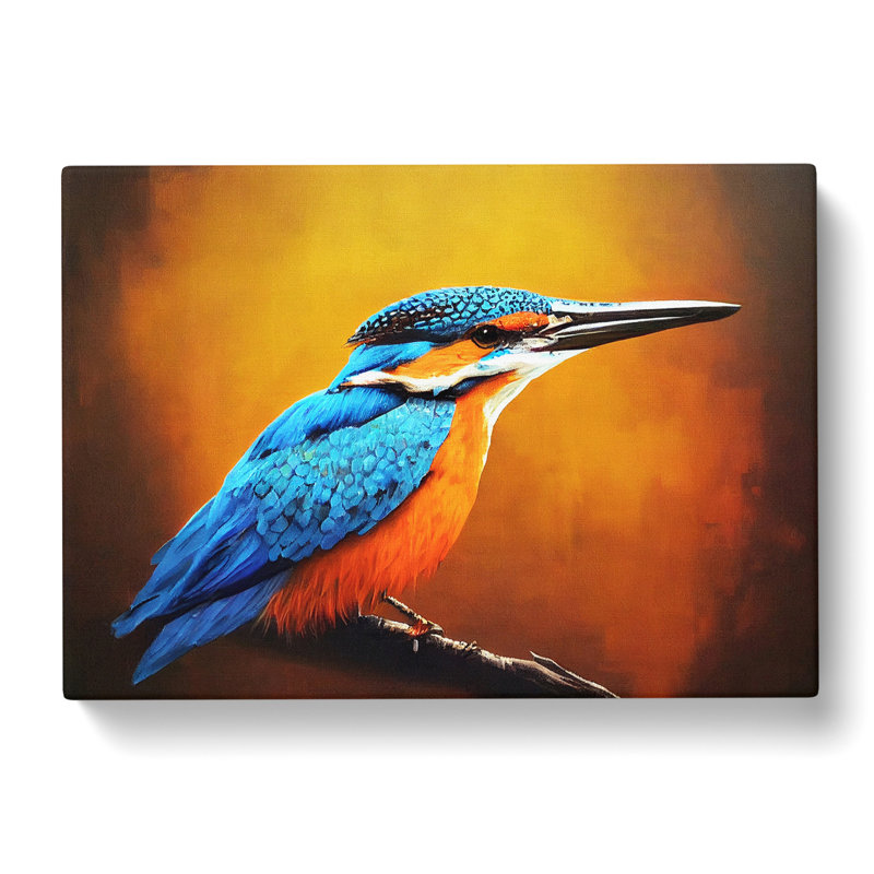 Harmonious Kingfisher Bird - Wrapped Canvas, 35cm H x 50cm W x 3cm D