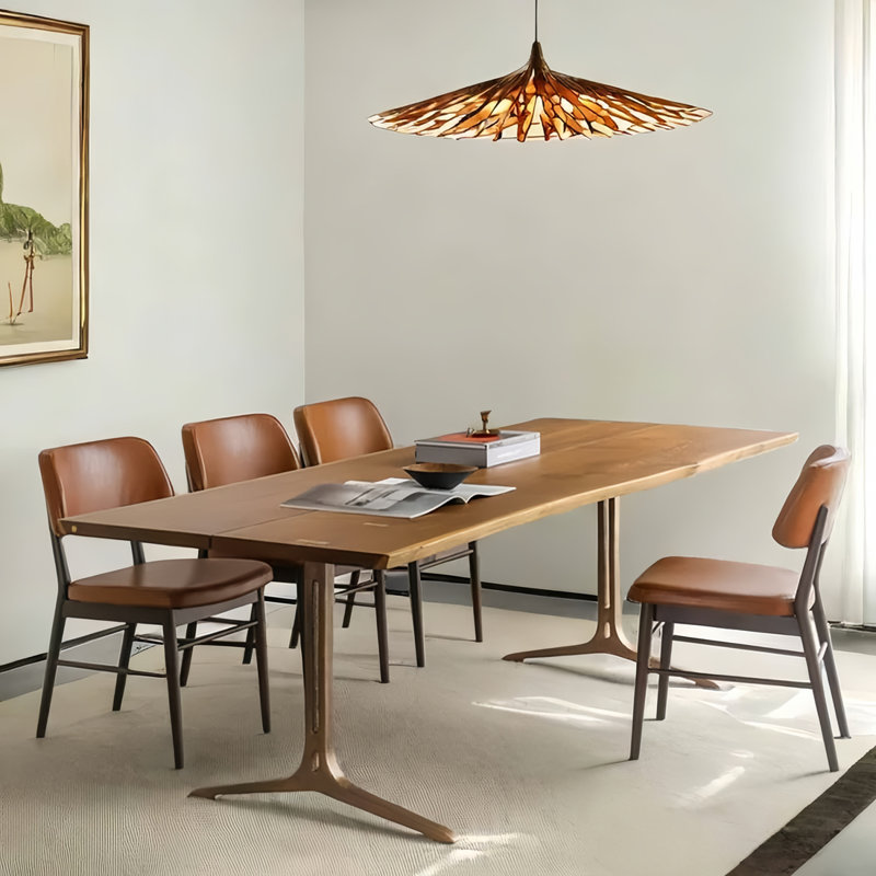 Solid ash wood practical rectangular dining table, 29.92"H x 86.61"L x 33.46"W