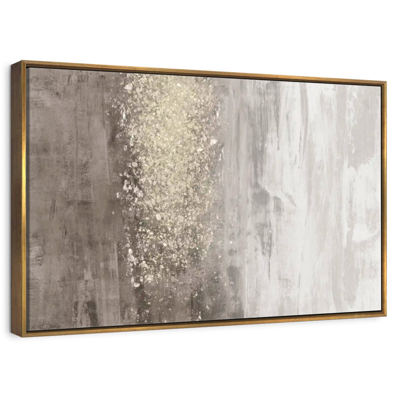 Glitter Rain II, Cadre flottant doré, 40 po x 27 po