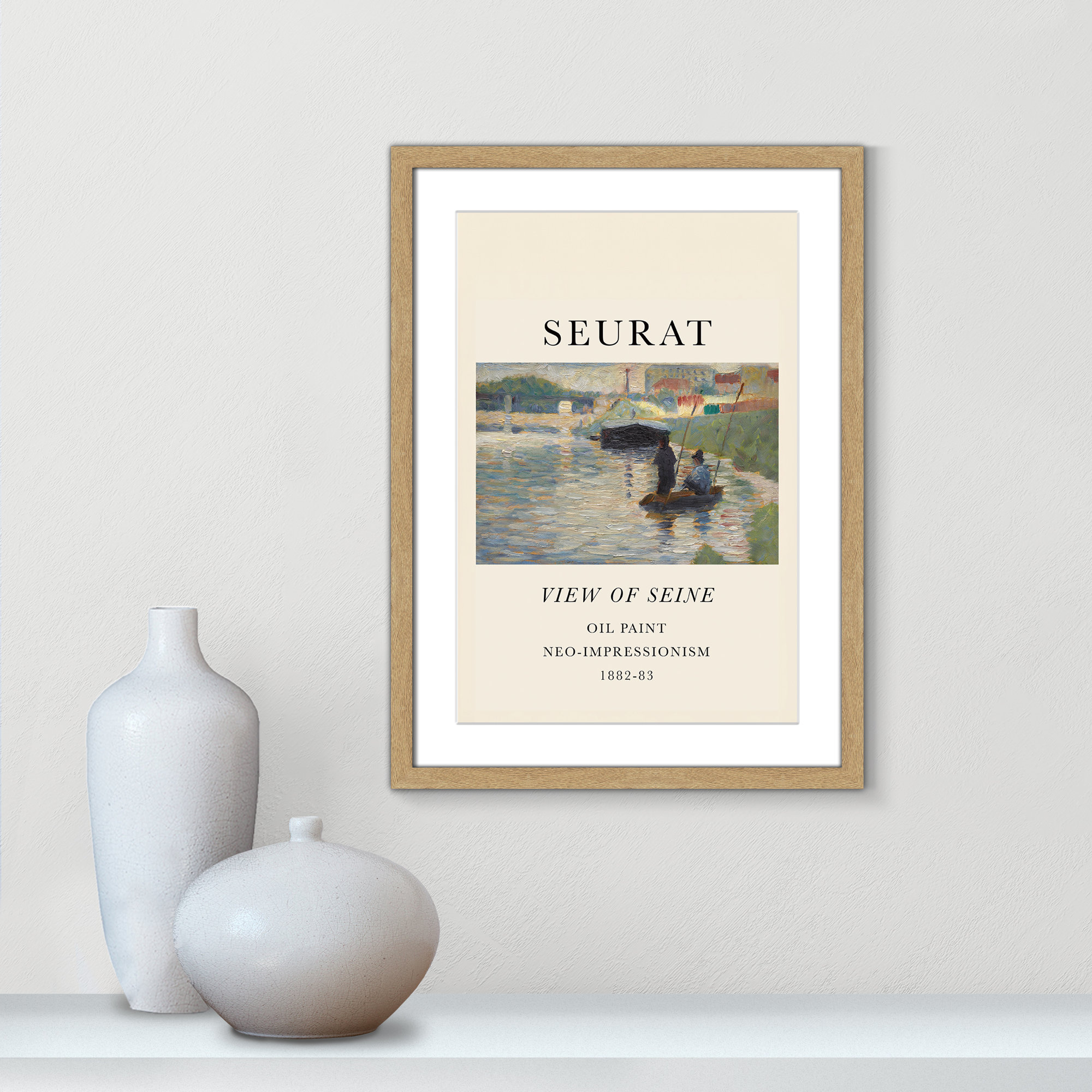 View Of Seine by Georges Seurat, Natural Single Picture Frame, Yes, 23" H x 17" W x 1.25" D