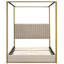 Fashionable Queen Size Canopy Bed With Headboard & Metal Elements, Beige Modern Components,