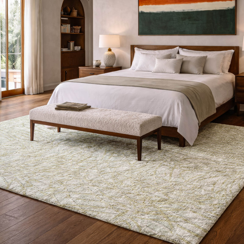 Premium Machine Washable Dream Shag Whimsical Flowy Lines Rug, 10' x 14', Sage