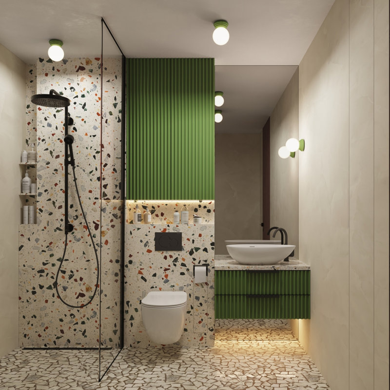 Wall lamp ZORI beige IP44, Olive Green