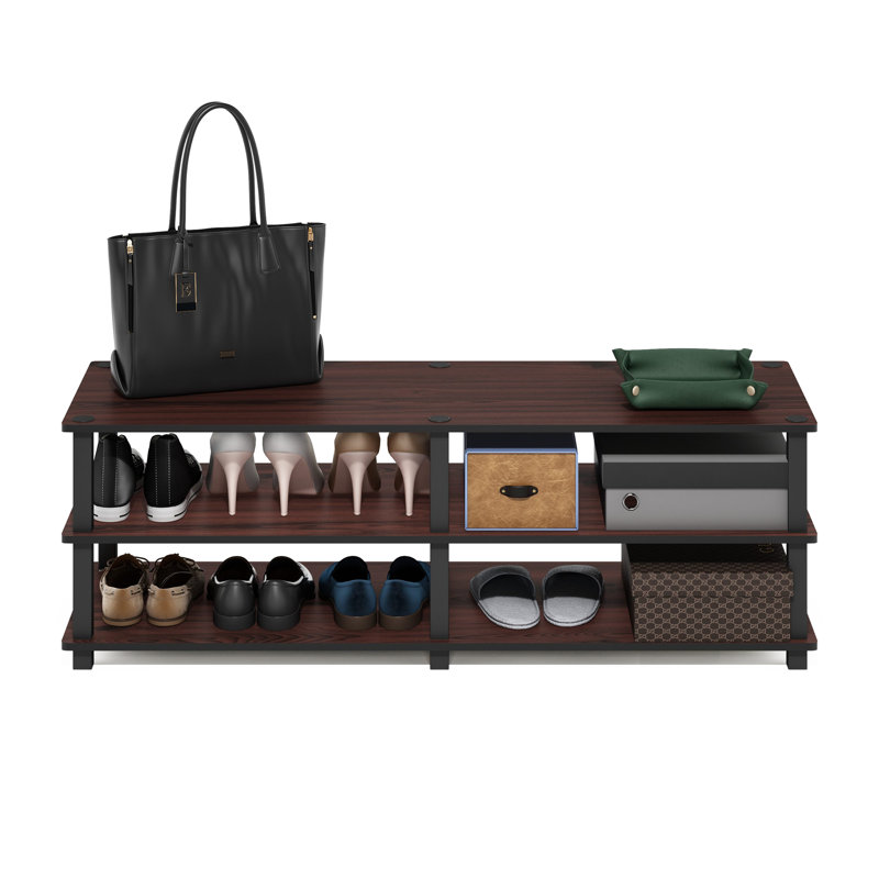 18 Pair Shoe Rack, Dark Cherry/Black