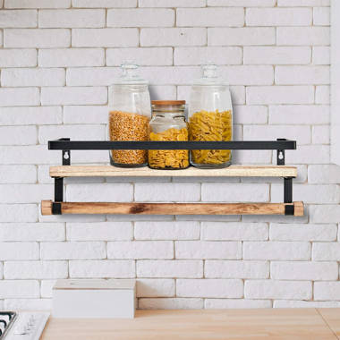 Shelf With Hooks and Ledge Shelf for Pictures Kitchen Decor Wooden