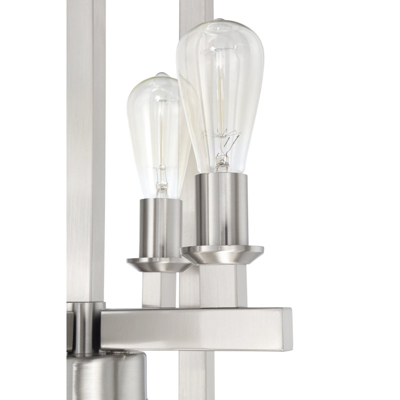 Luminaire suspendu de style lanterne à 4 lumières Tereza, Nickel poli brossé