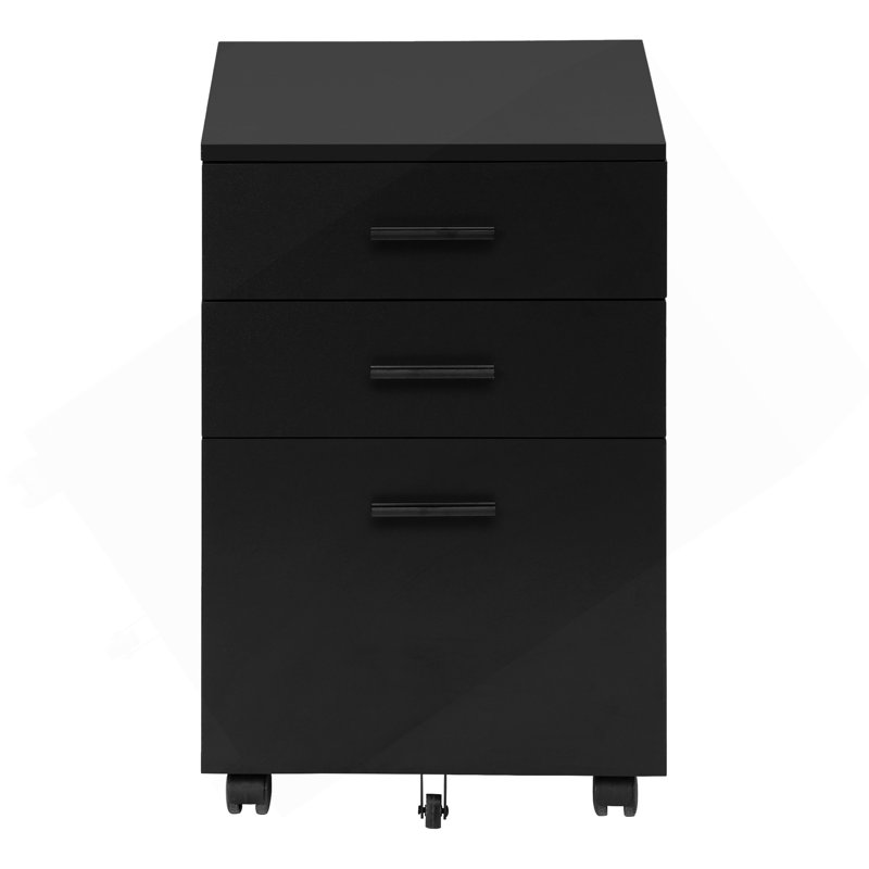 File Cabinet, Rolling Mobile, Storage Drawers, Printer Stand, Office, Work, Black Laminate, Contemporary, Modern, Black