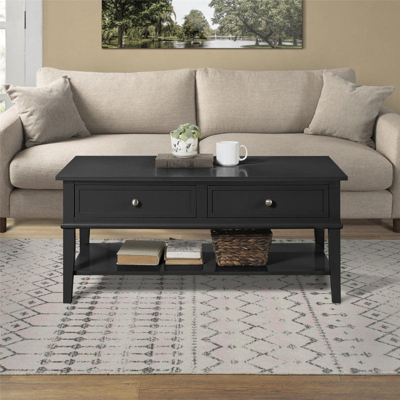 Denva Four Leg Coffee Table with Storage, Black