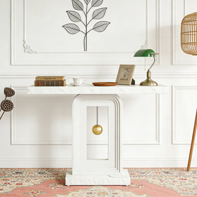 Modern Console Table Sofa Entryway Table with Gold Decor