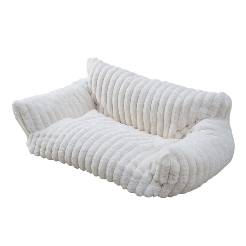Faux Fur Pet Bed, 25" H x 76" W x 51" D, White