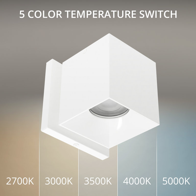 Zoron Dimmable LED Outdoor Square Wall Light With Color Temperature Switch (2700K/3000K/3500K/4000K/5000K), 25° Beam Angle
