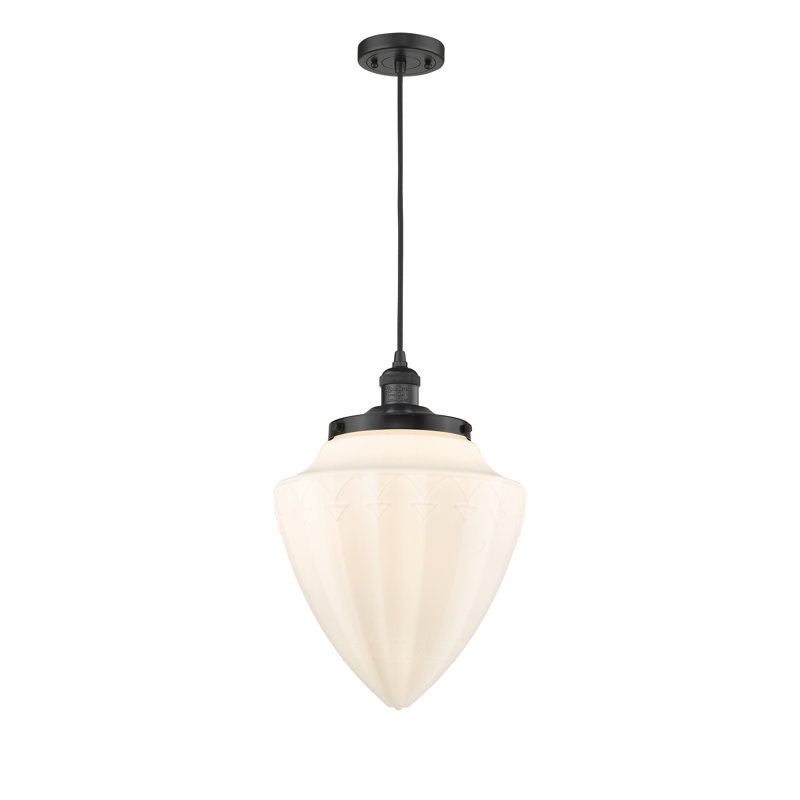 Luminaire suspendu simple à 1 lumière, Noir mat, Blanc mat
