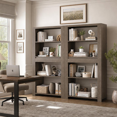 Set of 2, 72" Tall Vintage Bookshelf with Drawer, 4-Tier Open Storage Bookcase with Anti-Tip Kit, Waterproof & Scratch-Resistant Heavy-Duty Bookcase for Living Room, Office & Bedroom