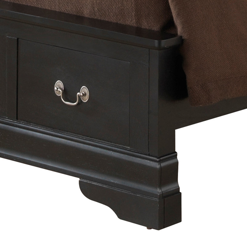 Lit simple avec rangement LouisPhillipe, noir, Lit simple, Noir