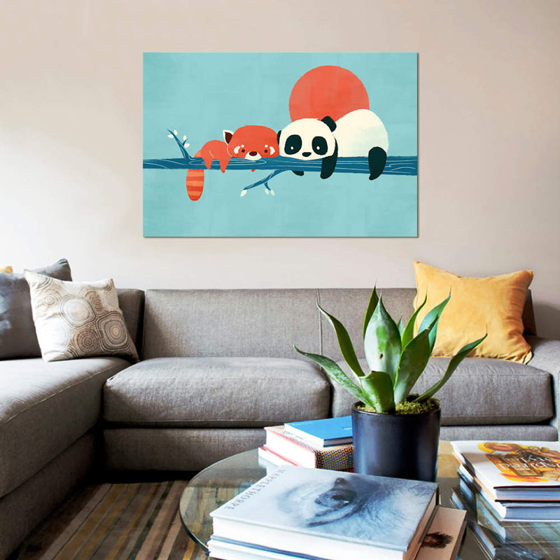 «Pandas», impression sur toile tendue, H 12 po x l 18 po x P 1,5 po, Toile tendue, Pas de tapis