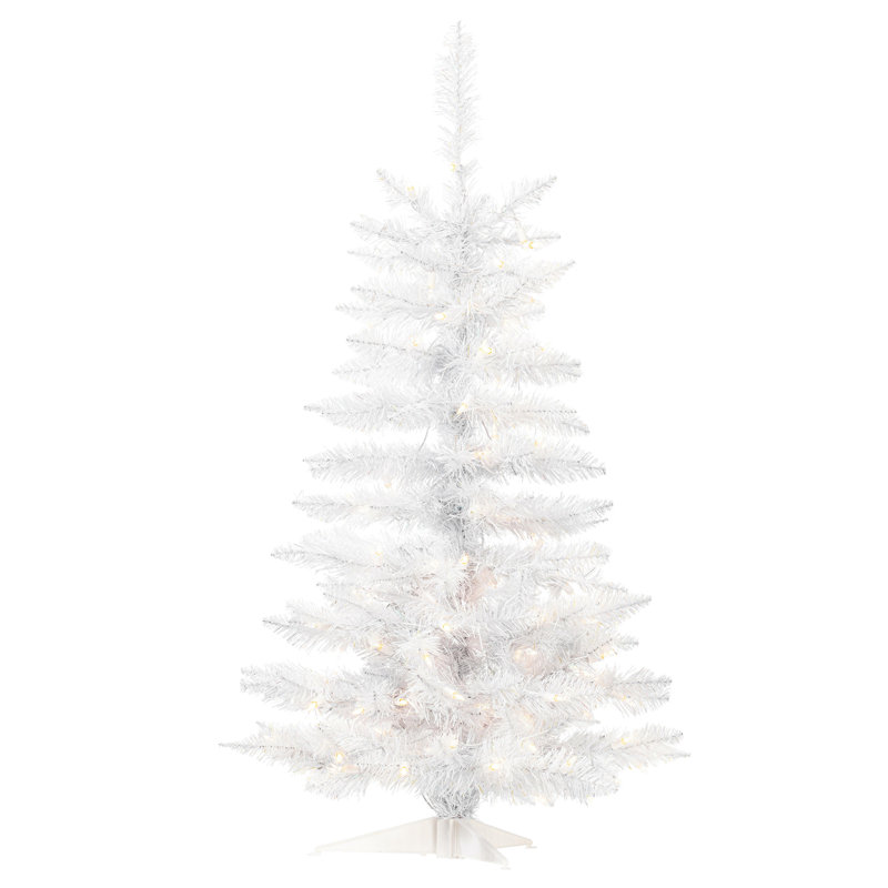 Dilan Sparkle White Spruce Artificial Christmas Tree, 3.5' H, Pure White LED