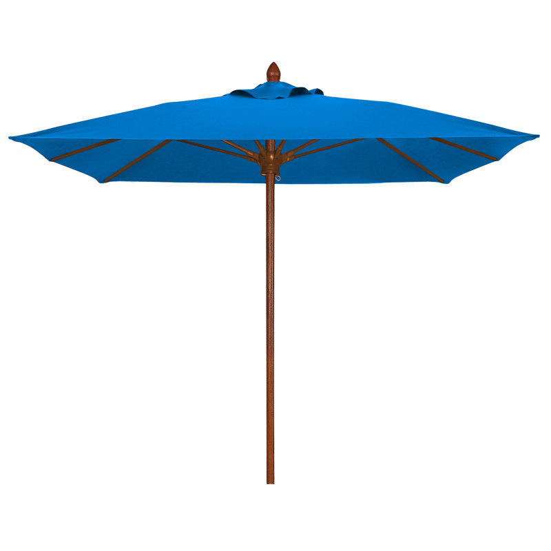 Parasol de marché carré 6 pi Prestige, Teck, Bleu pacifique