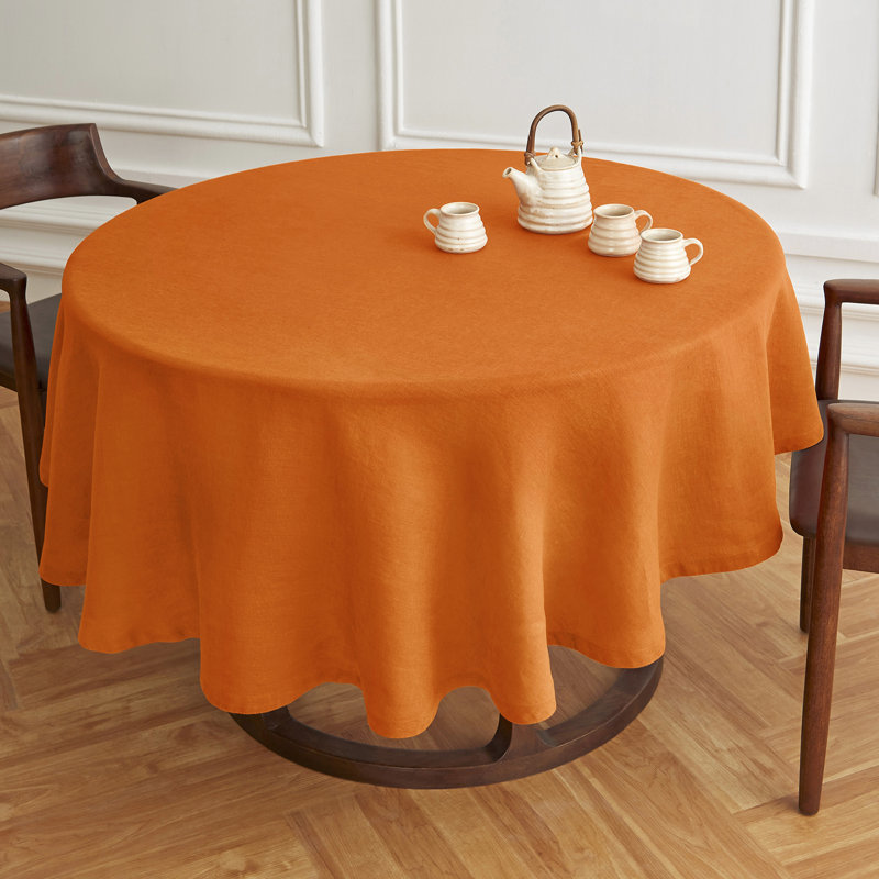 Sonoma - 100% Pure Linen Round Tablecloth (Prewashed), 70" Round, Pumkin