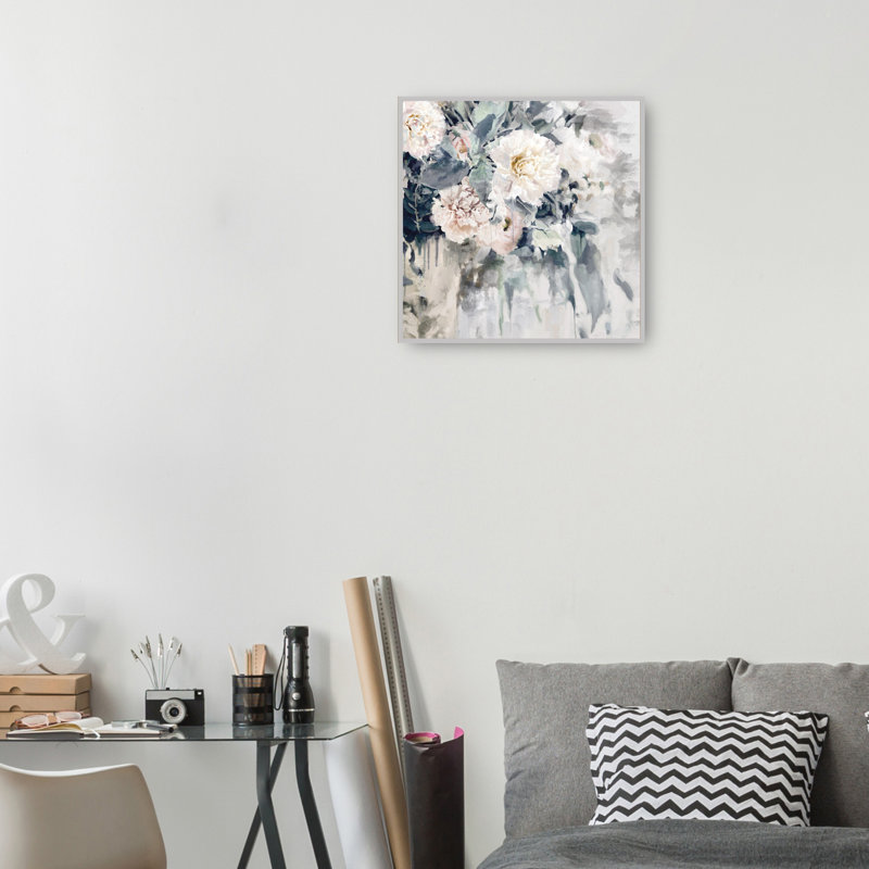 Champagne Silver Framed Floral Canvas Art Print, 42" x 42"