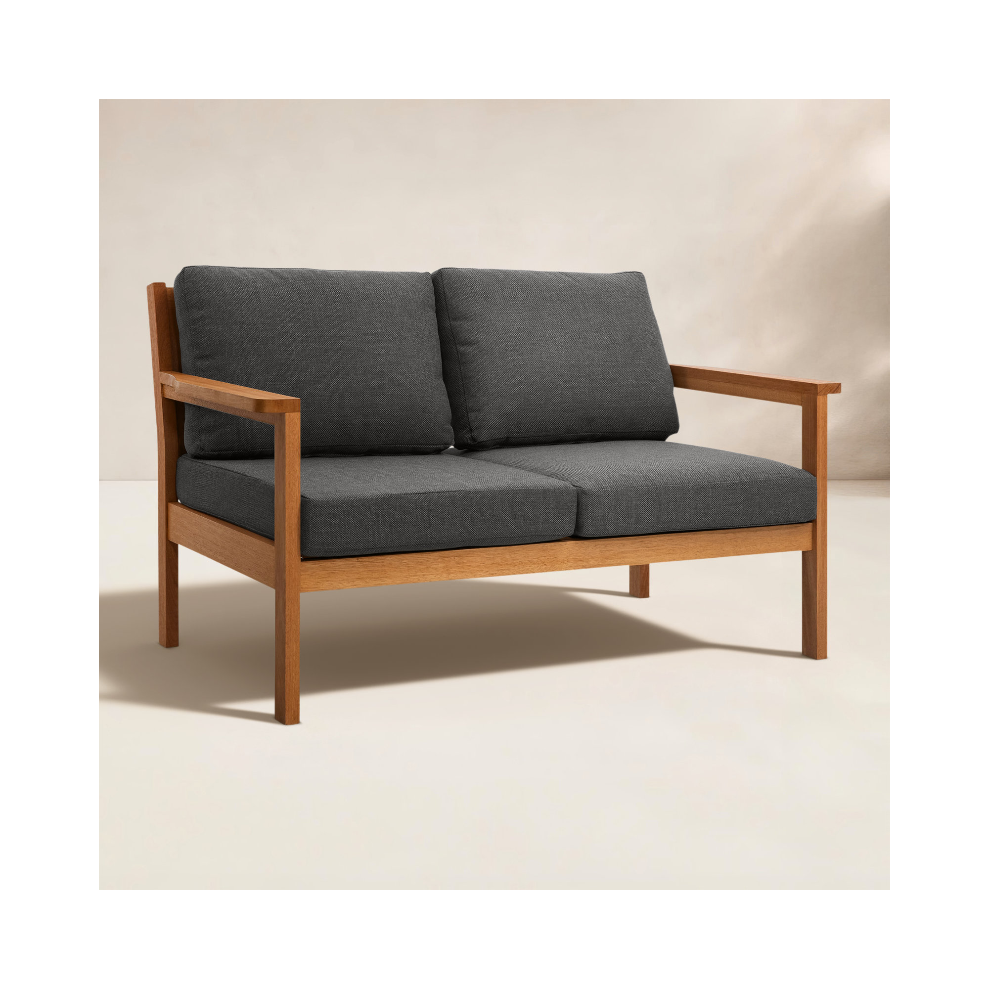 Lanie 53" Eucalyptus Outdoor Loveseat, Gray