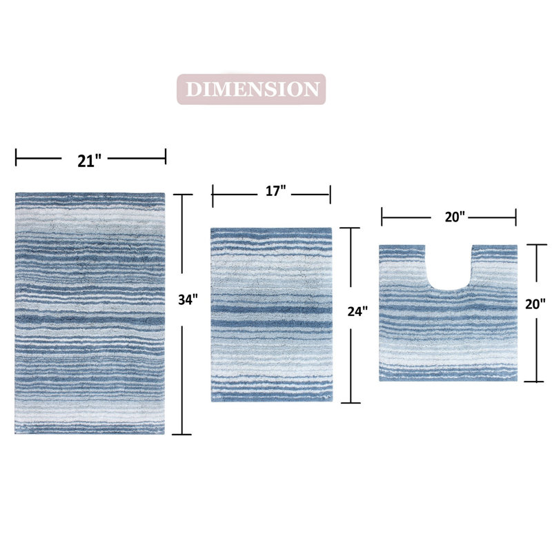 Sewell Bath Rug Set, Blue