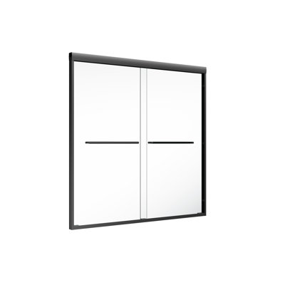24.4-26In.W X 68 In.H Semi-Frameless Small Pivot Shower Door With 6mm SGCC  Tempered Glass,Matte Black