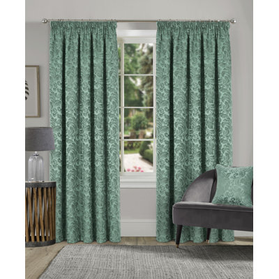 Hallas Pencil Pleat Damask Jacquard Curtains