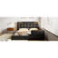 Lit plateforme tapissier avec 2 lampes de lecture-389517075