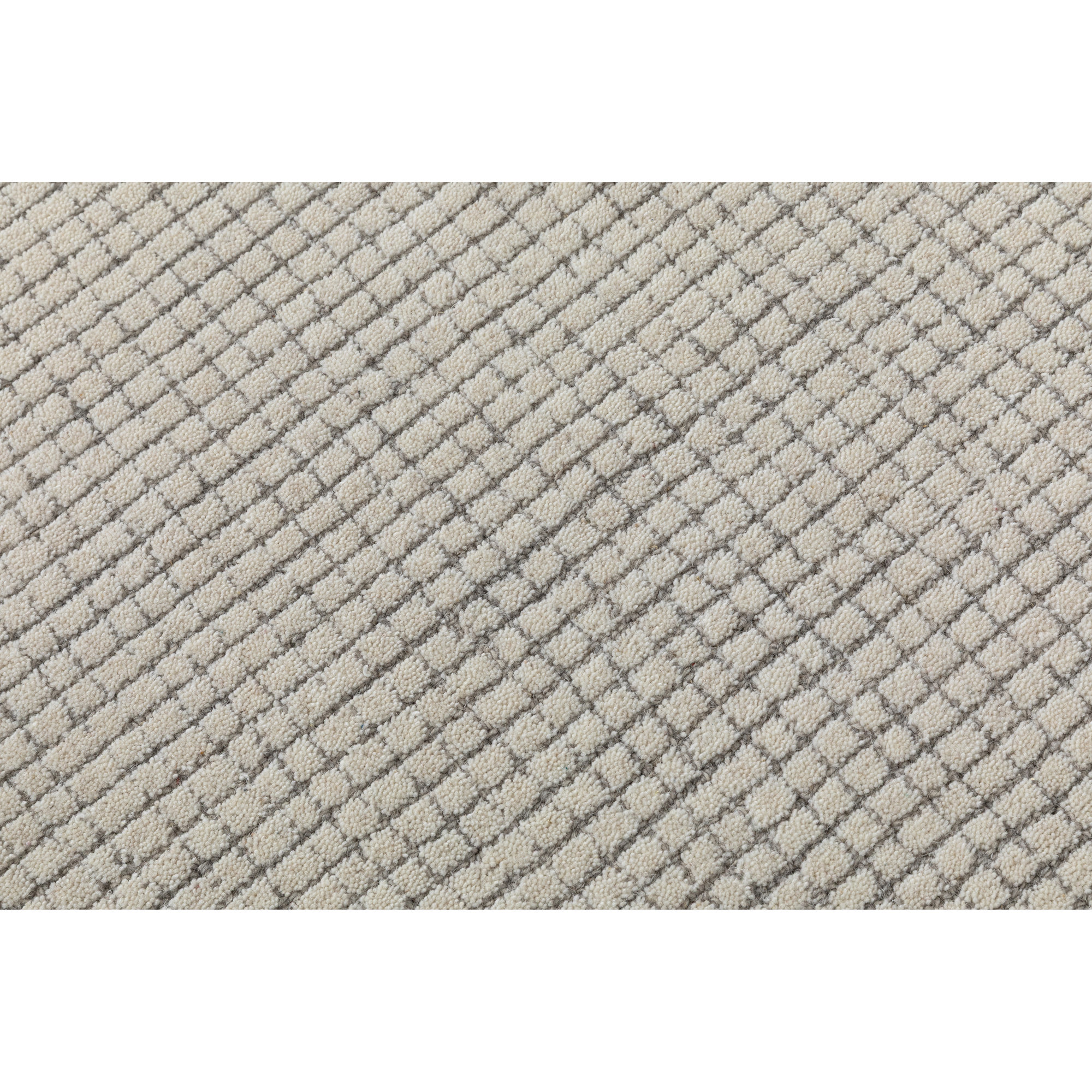 Roth Hand-Tufted Wool Grid Area Rug, Runner 2'6" x 8', Ivory / Gray