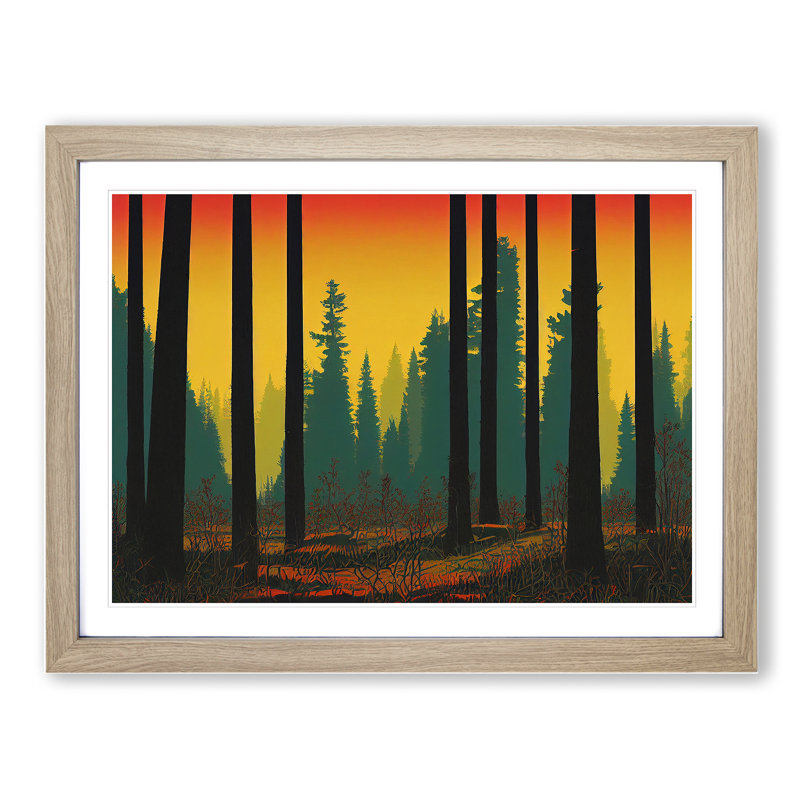 Spring Forest Art Deco Vol.5 - Framed Print, 34cm H x 46cm W x 2cm D, Oak Framed