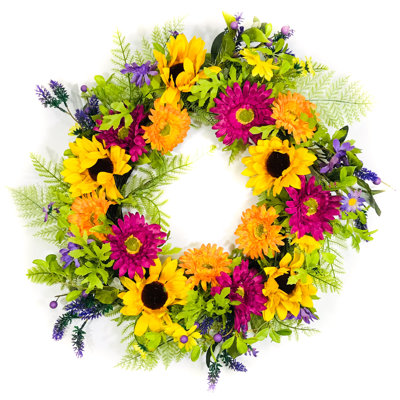 Faux Daisy Polyester 24'' Wreath
