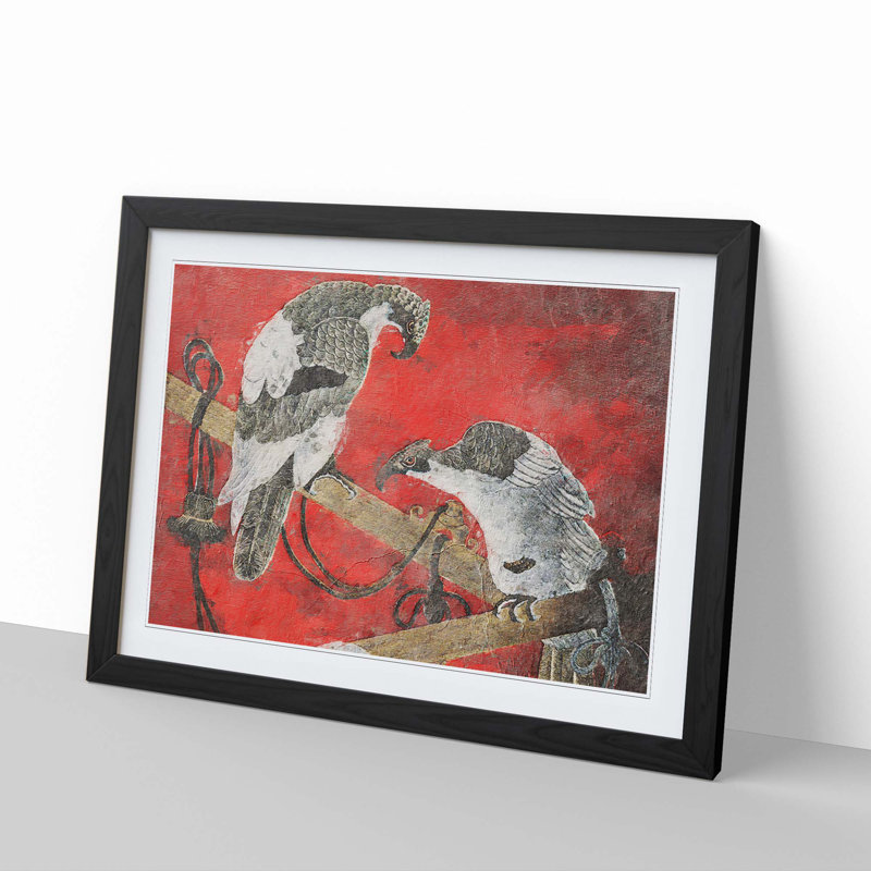 Two Eagles - Framed Print, 36cm H x 48cm W x 2cm D, Black Framed