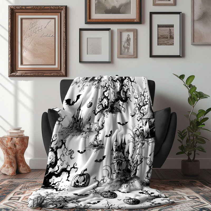 Couverture sherpa de qualité supérieure 1 pièce Gothic Chinoiserie, Lit simple