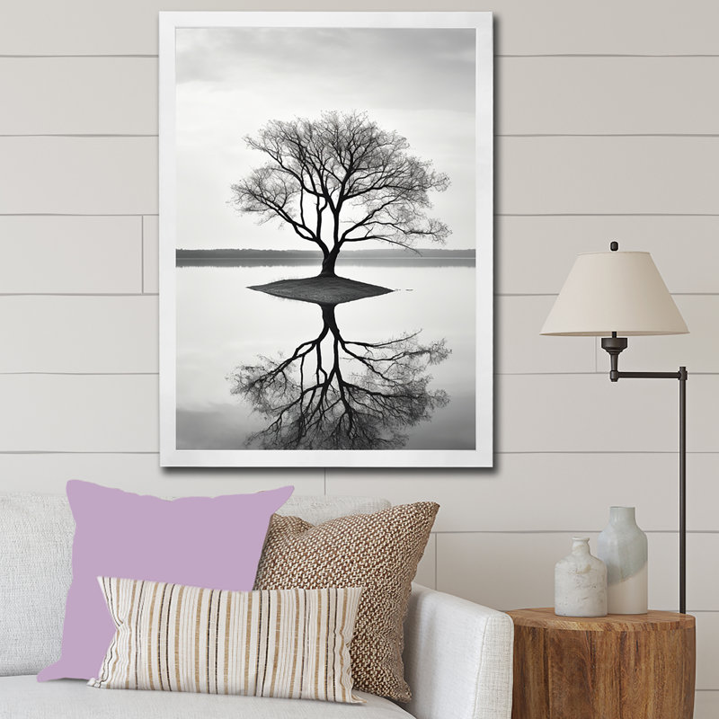 " Tree Rivers Resonance Photography " Print, White Single Picture Framed, 32" H x 24" W x 1" D