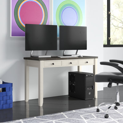 Arely Solid Wood Writing Desk with Power Outlet