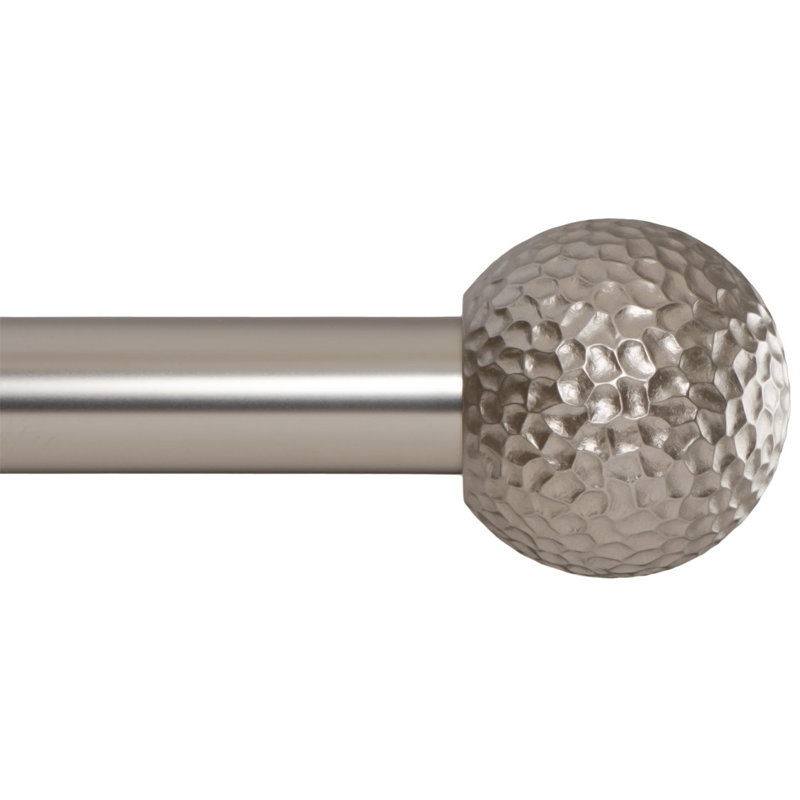  Tringle à rideaux décorative pour fenêtre - forme de boule martelée, tringle de 1 pouce, 16 à 28 pouces (tringle à rideaux latérale), nickel satiné