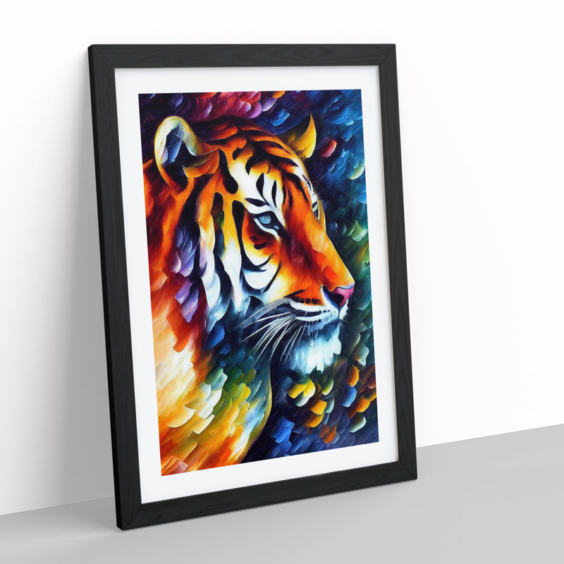 XV1022-4690X Tiger Portrait No.3 - Print, Black Framed, 66cm H x 48cm W, White