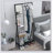 Industrial Style Coat Rack With Mirror And Shoe Storage, Aluminum Frame For Living Room And Bedroom, Rustic Brown And Black