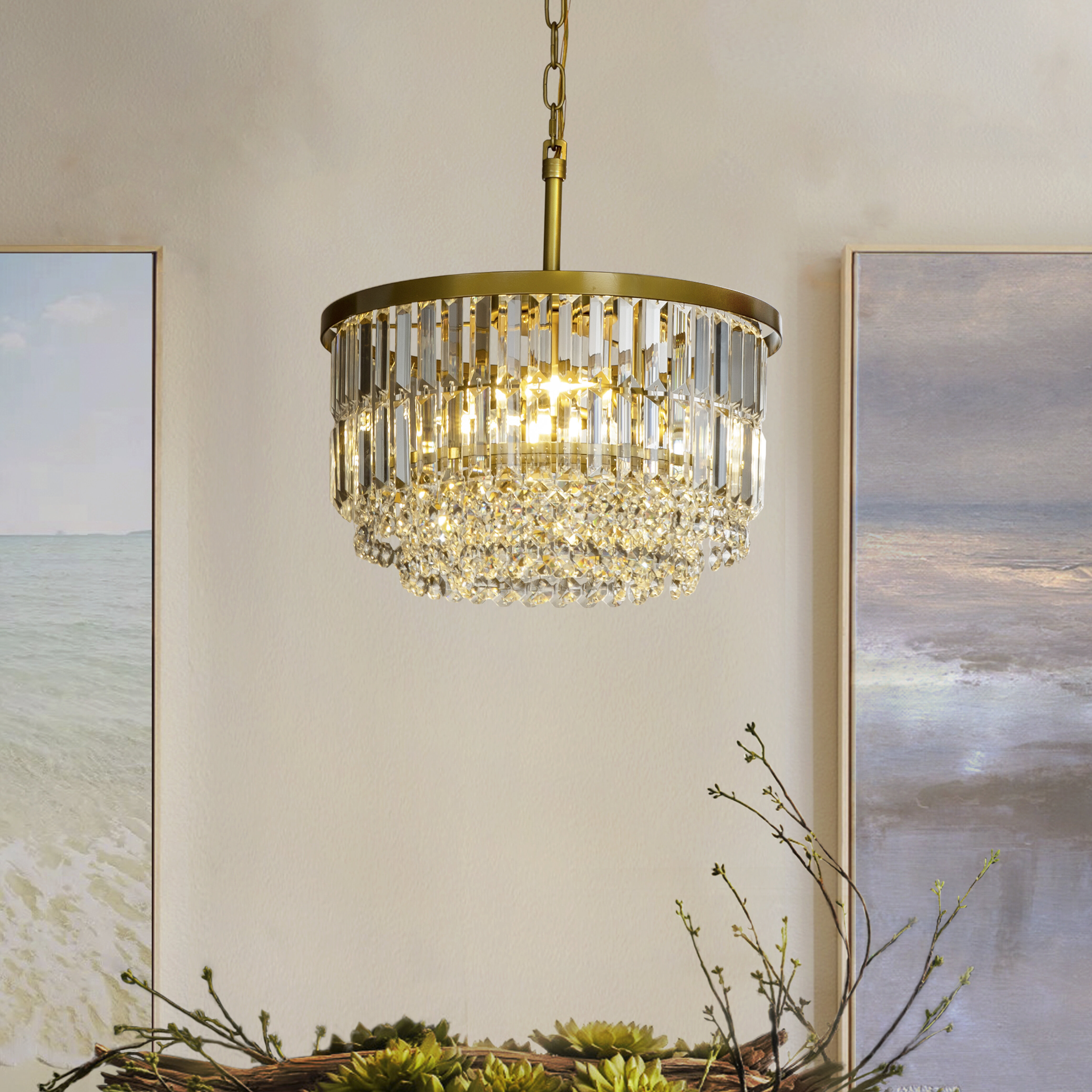 Rosdorf Park 3 Lights 16 Traditional Gold Chandelier With Clear Crystal  Accents