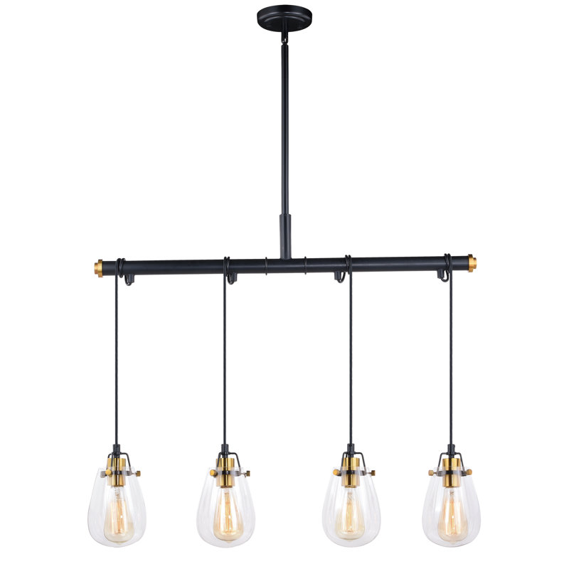 Haag 4 - Light Black And Natural Brass Kitchen Island Pendant