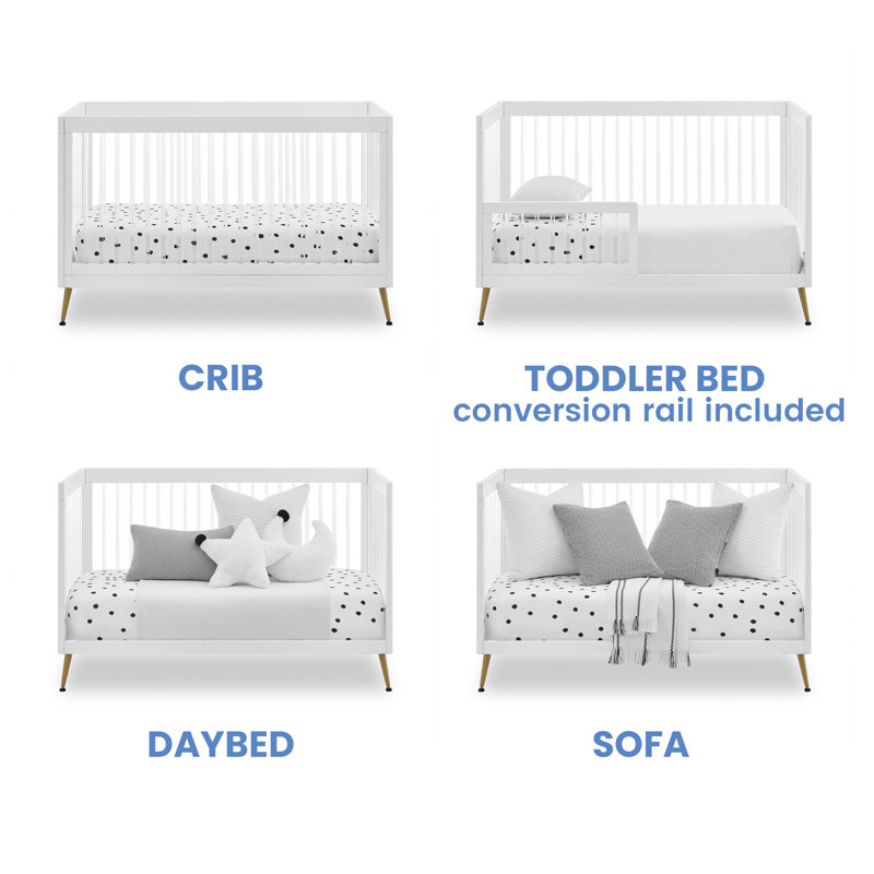 Sloane 4-in-1 Convertible Crib, White/Gold