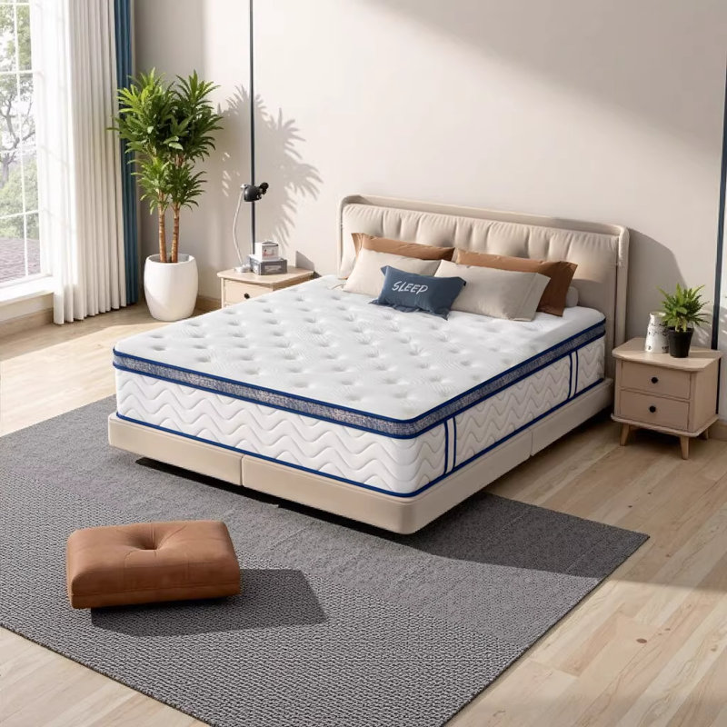 Matelas hybride double de 12 po avec ressorts ensachés individuellement - support ferme moyen pour un sommeil réparateur, 12"